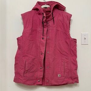Carhartt Hot Pink Hooded Sherpa Vest XL 16/18